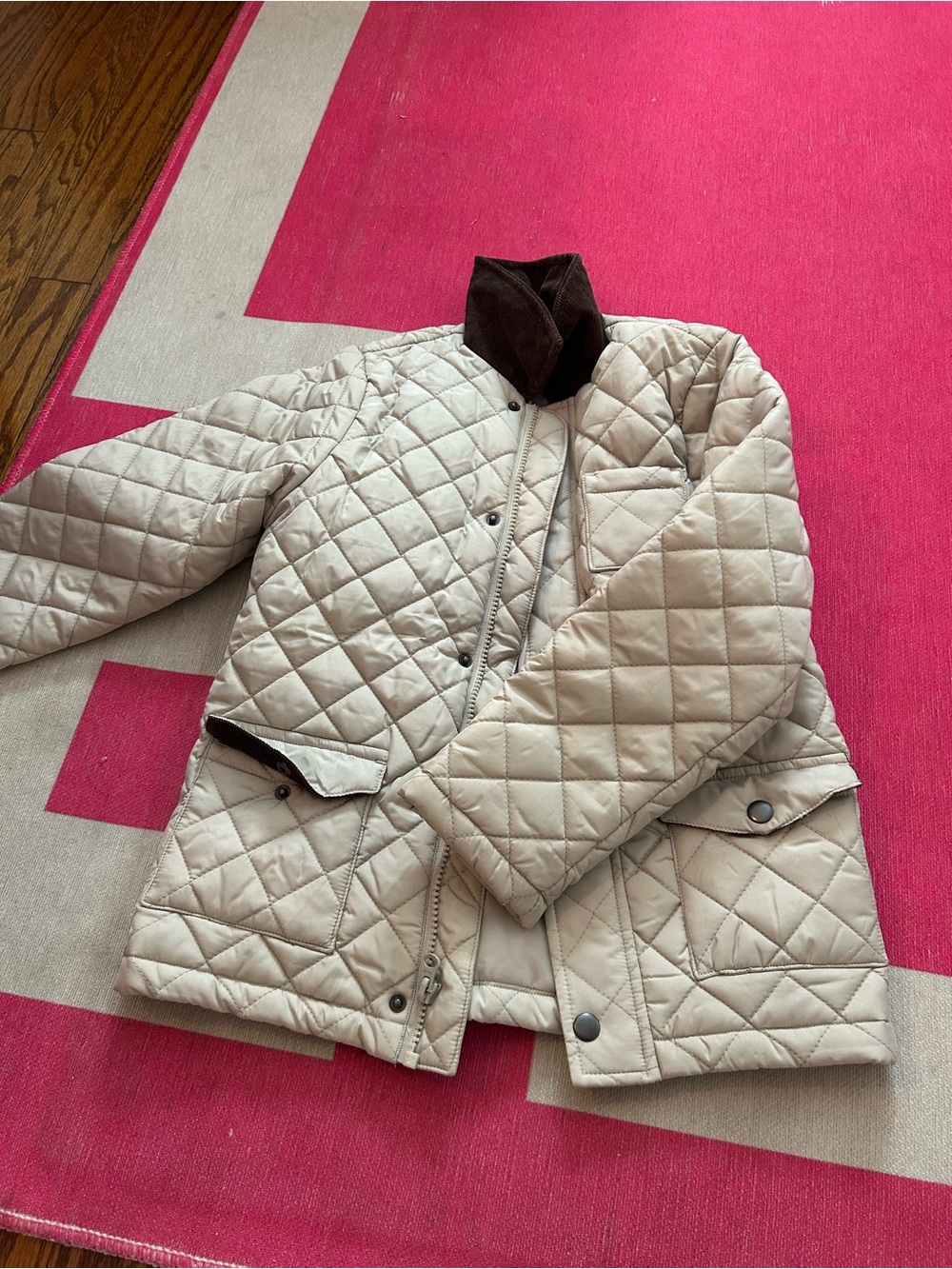 crown & ivy Brown Corduroy Collar Jacket with Cream Lining
